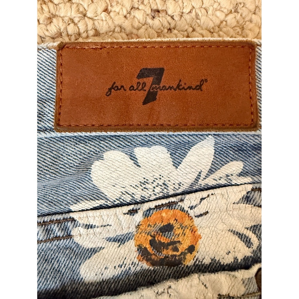 7 For All Mankind Destroy & Daisies Frayed Cutoff Denim Shorts Sz 28 Boho Y2K - Picture 9 of 11